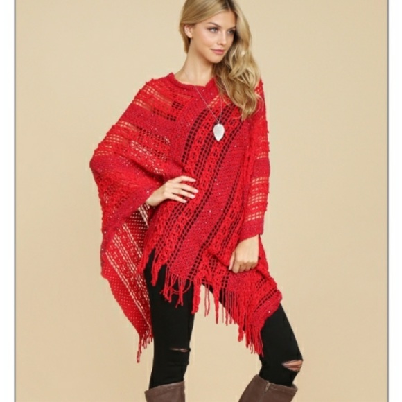 Riahfashion Bohemian Sequin Glitter Poncho - Picture 2 of 14